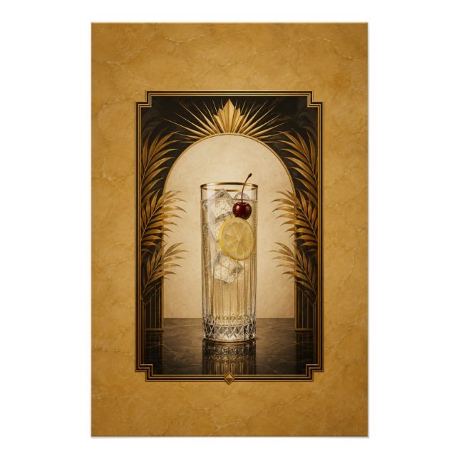 Tom Collins Art Deco Poster | Bar Art (Front)