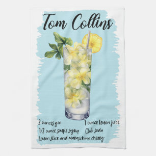 Tom Collins Cocktail Recipe Tea Towel
