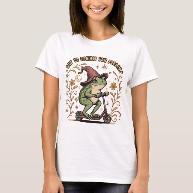 Tom Fool Frog Funny Frog Pun Cartoon T-Shirt (Front)
