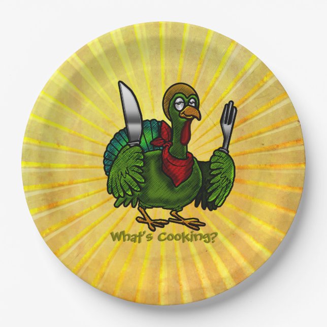 Tom Foolery Funny Turkey in Sunshine Paper Plate (Front)