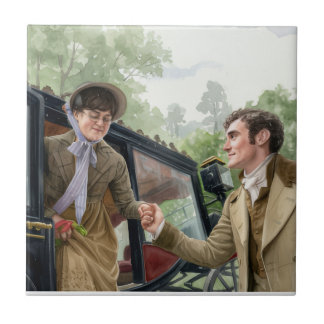 Tom handing Mary out of a carriage Ceramic Tile