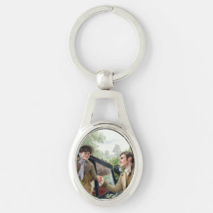 Tom handing Mary out of a carriage Key Ring