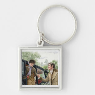 Tom handing Mary out of a carriage Key Ring