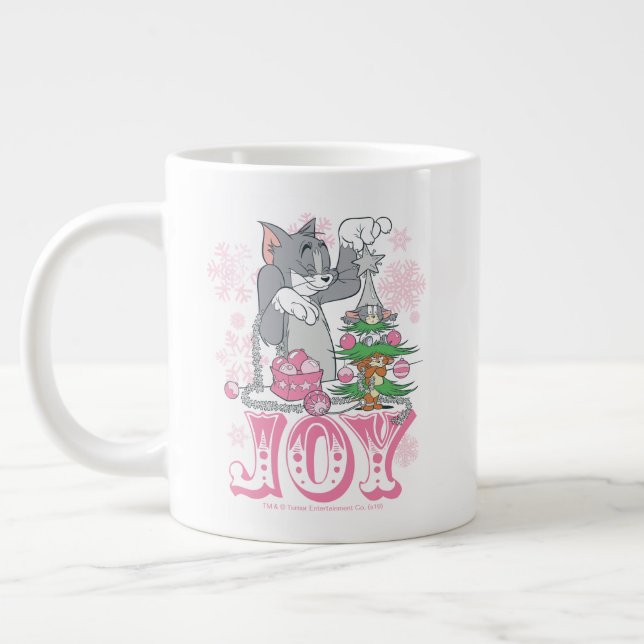 Tom, Jerry, and Nibbles Decorating Joy Large Coffee Mug (Left)