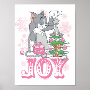 Tom, Jerry, and Nibbles Decorating Joy Poster