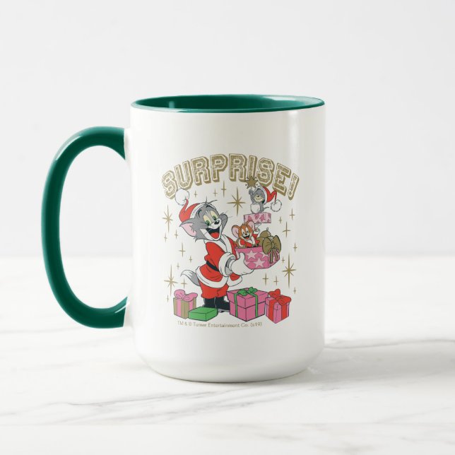 Tom, Jerry, and Nibbles Holiday Surprise Mug (Left)