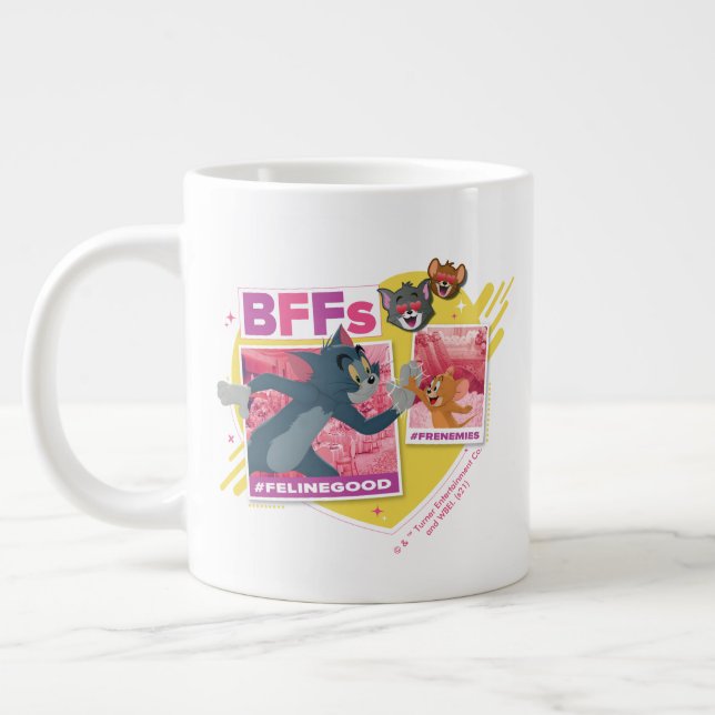 Tom & Jerry BFFs Photo Emoji Collage Large Coffee Mug (Left)