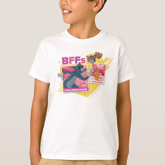 Tom & Jerry BFFs Photo Emoji Collage T-Shirt (Front)