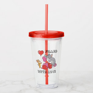 Tom & Jerry Inflate Valentine Heart Balloons Acrylic Tumbler
