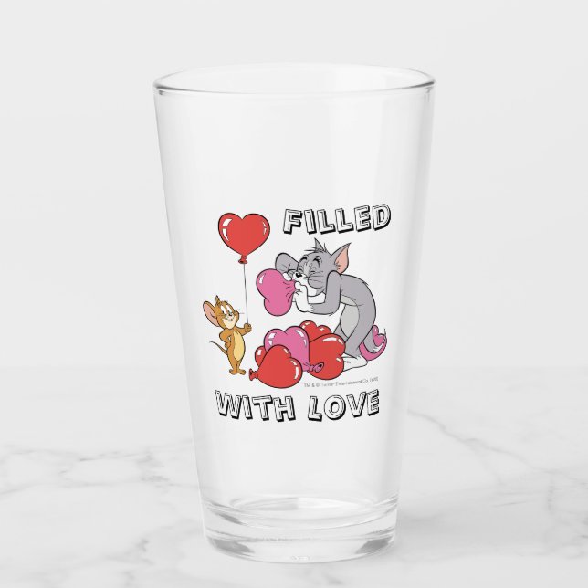 Tom & Jerry Inflate Valentine Heart Balloons Glass (Front)