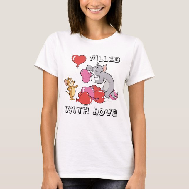 Tom & Jerry Inflate Valentine Heart Balloons T-Shirt (Front)