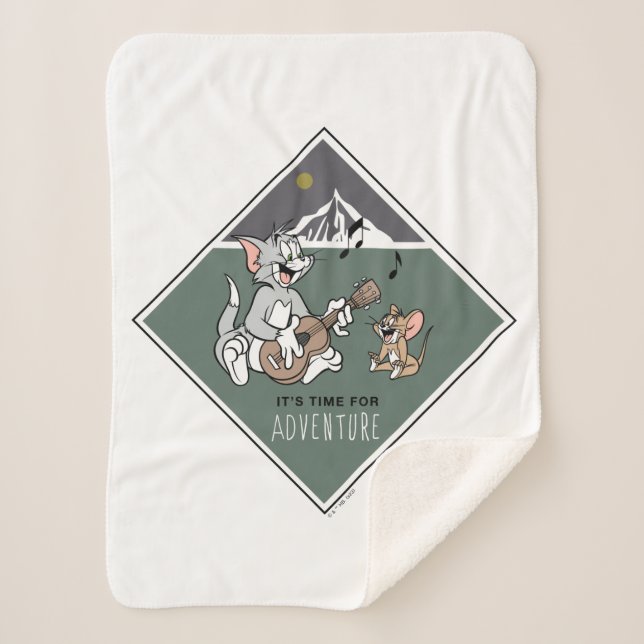 Tom & Jerry "It's Time For Adventure" Sherpa Blanket (Front)