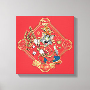Tom & Jerry Lighting Firecrackers Canvas Print