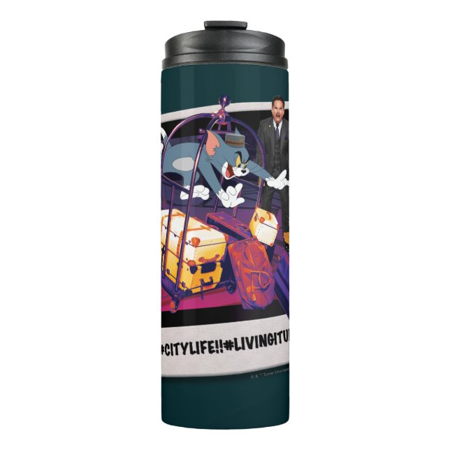 Tom & Jerry Luggage Crash Photograph Thermal Tumbler (Front)