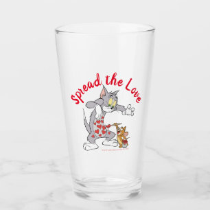 Tom & Jerry Painting Valentine Hearts Glass