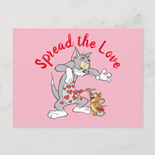 Tom & Jerry Painting Valentine Hearts Holiday Postcard