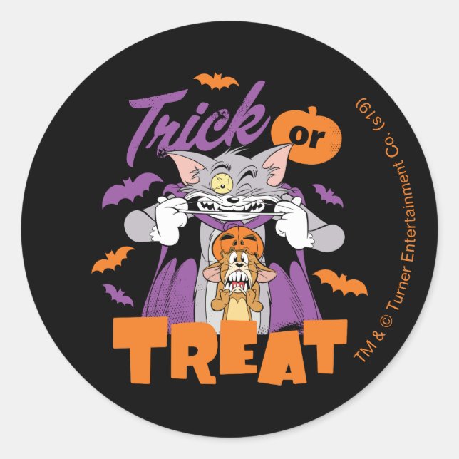 Tom & Jerry | Trick or Treat Classic Round Sticker (Front)