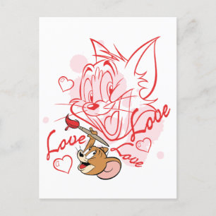 Tom & Jerry Valentine Painting Holiday Postcard