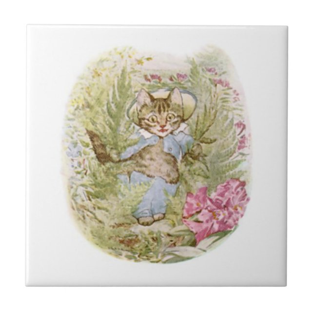 Tom Kitten (Cute Cat Illustration) Beatrix Potter Ceramic Tile (Front)