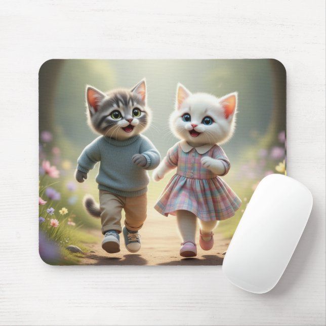 Tom & Luna Mouse Pad, Cute Cat Desk Mat Pad (With Mouse)