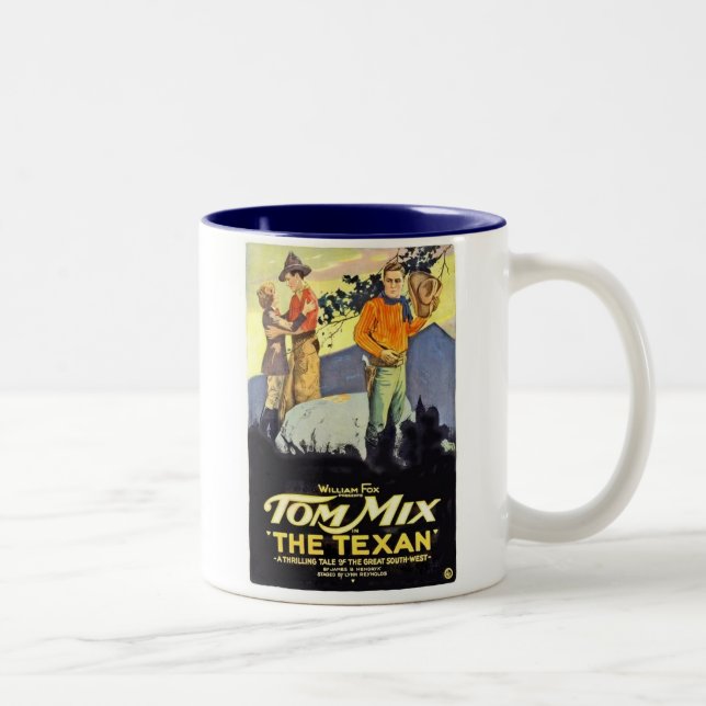 Tom Mix The Texan movie poster Two-Tone Coffee Mug (Right)
