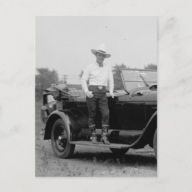 Tom Mix With Car, 5/21/1925 Postcard (Front)