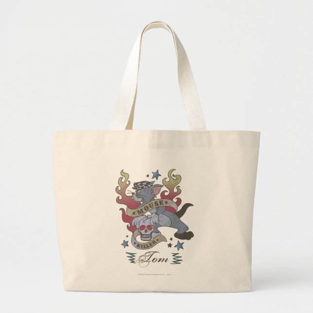 Tom Mouse Killer Tattoo 2 Large Tote Bag (Front)