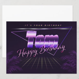 Tom Name Vorname lila retro Karte Geburtstag Card