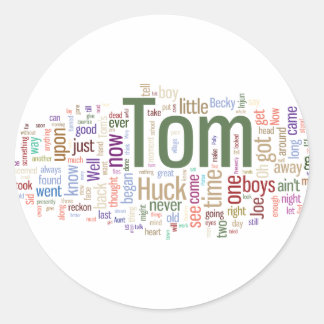 Tom Sawyer Word Cloud Classic Round Sticker