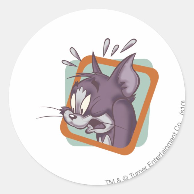 Tom Scaredy Cat Classic Round Sticker (Front)