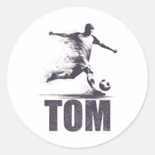 Tom Soccer Boys Personalized First Name Tom Classic Round Sticker
