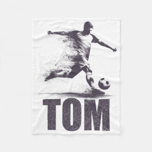 Tom Soccer Boys Personalized First Name Tom  Fleece Blanket