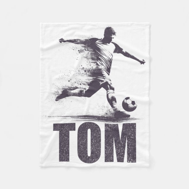 Tom Soccer Boys Personalized First Name Tom  Fleece Blanket (Front)