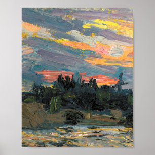 Tom Thomson Painting Sunset Canoe Lake Onatario  Poster
