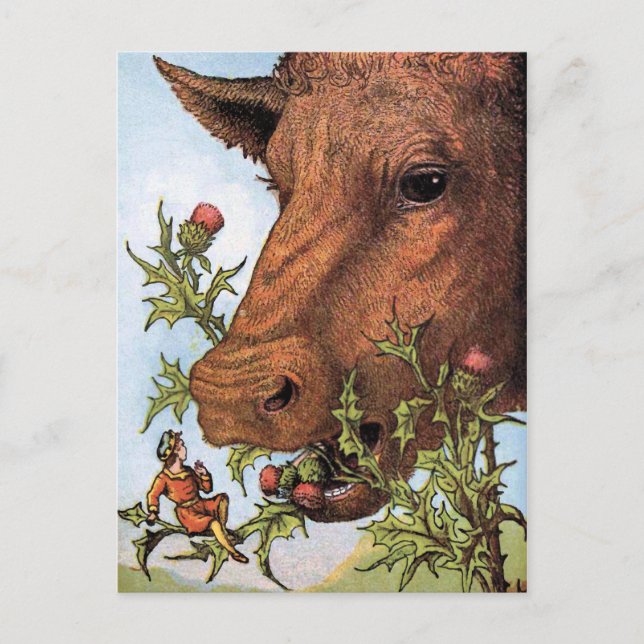 "Tom Thumb and the Cow" Illustration Postcard (Front)