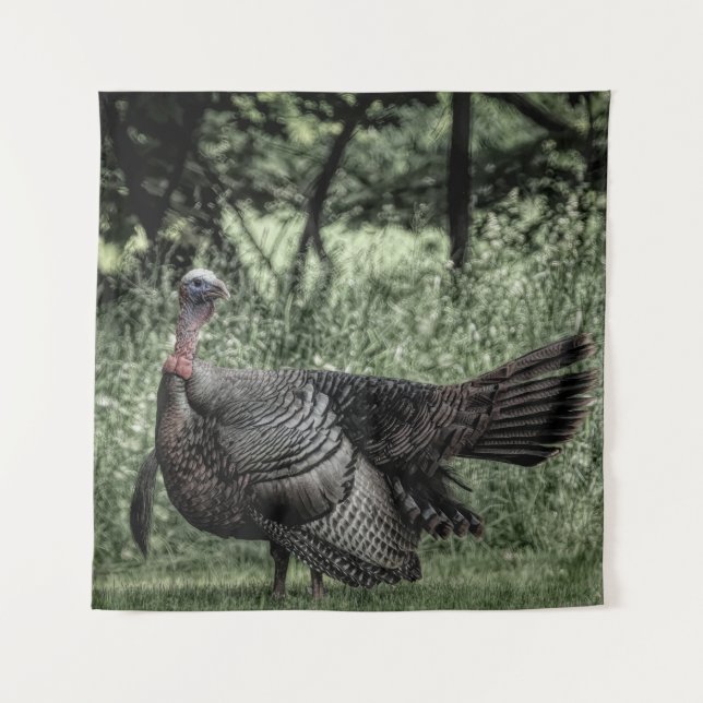 Tom Turkey Sage Green B&W  Tapestry (Front)