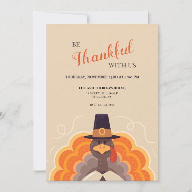 Tom Turkey Thanksgiving Invitation (Front)