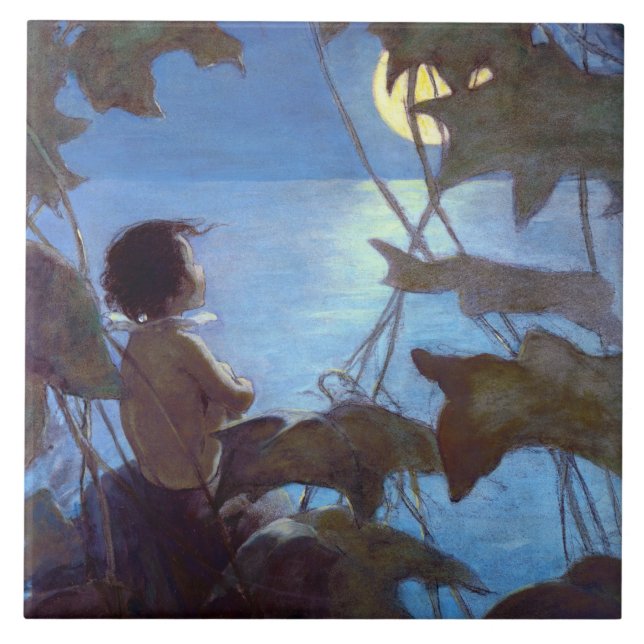 Tom Watching the Moon, Jessie Willcox Smith Ceramic Tile (Front)