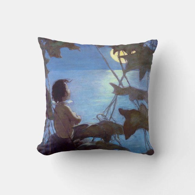 Tom Watching the Moon, Jessie Willcox Smith Cushion (Front)