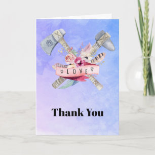 Tomahawk Feathers Flowers and Love Thank You Card