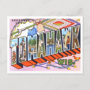 Tomahawk, Wisconsin Vintage Big Letters Postcard