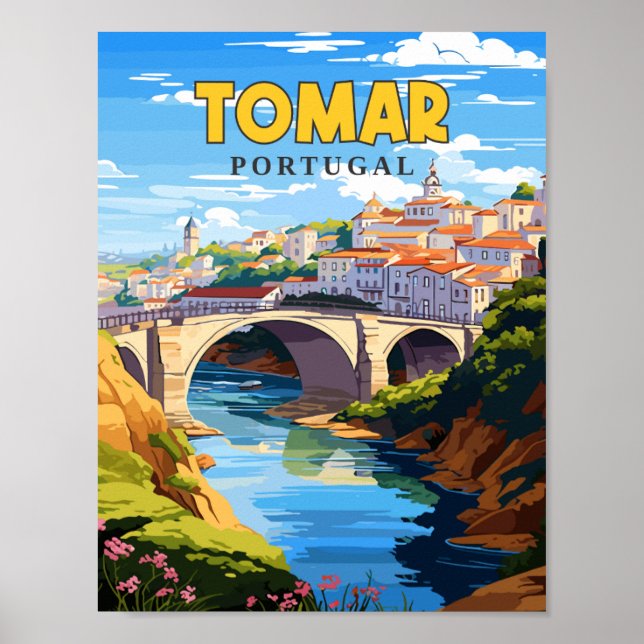 Tomar Portugal vintage travel illustration Poster (Front)