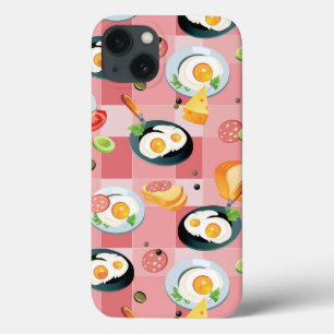 Tomato and Fried Eggs Pattern iPhone 13 Case