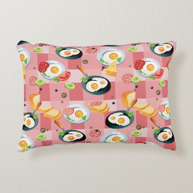 Tomato and Fried Eggs Pattern Decorative Cushion (Front)