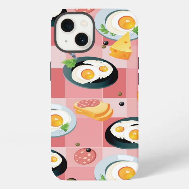 Tomato and Fried Eggs Pattern iPhone Case (Back)