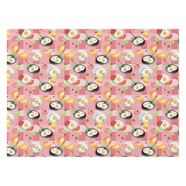 Tomato and Fried Eggs Pattern Tablecloth (Front (Horizontal))