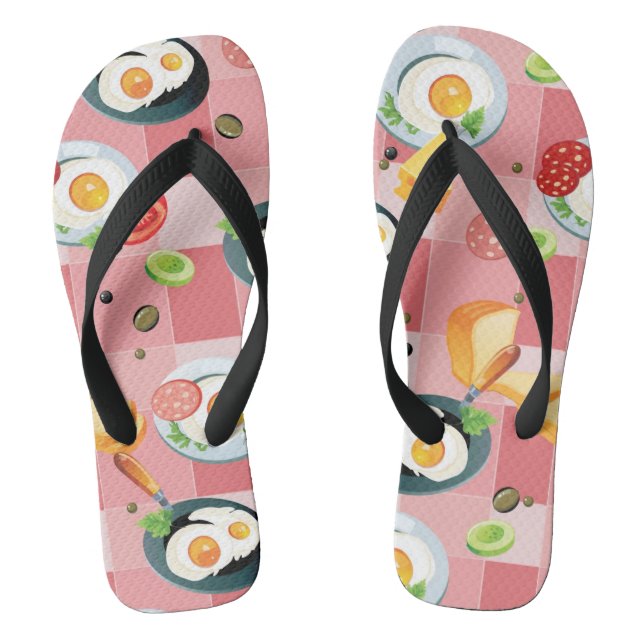 Tomato and Fried Eggs Pattern Thongs (Footbed)