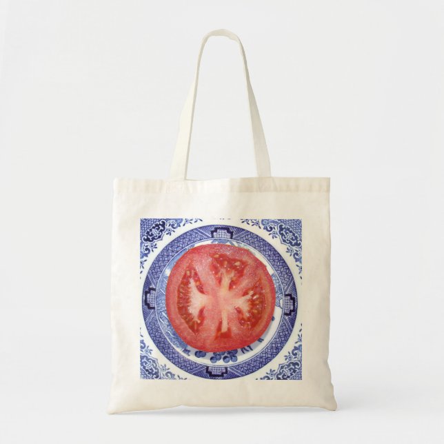 Tomato and Willow Pattern Plate. Tote Bag (Front)