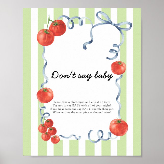 Tomato Baby shower Don't say baby Poster (Front)