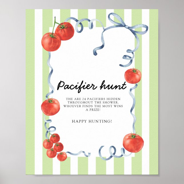 Tomato Baby shower Pacifier hunt Poster (Front)
